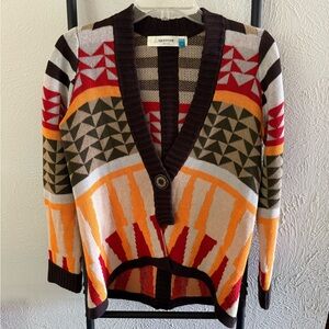 Anthropologie Sparrow Onum Print Sweater Cardigan Size Small